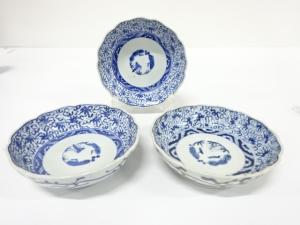 古伊万里　染付　みじん唐草　なます皿　3客